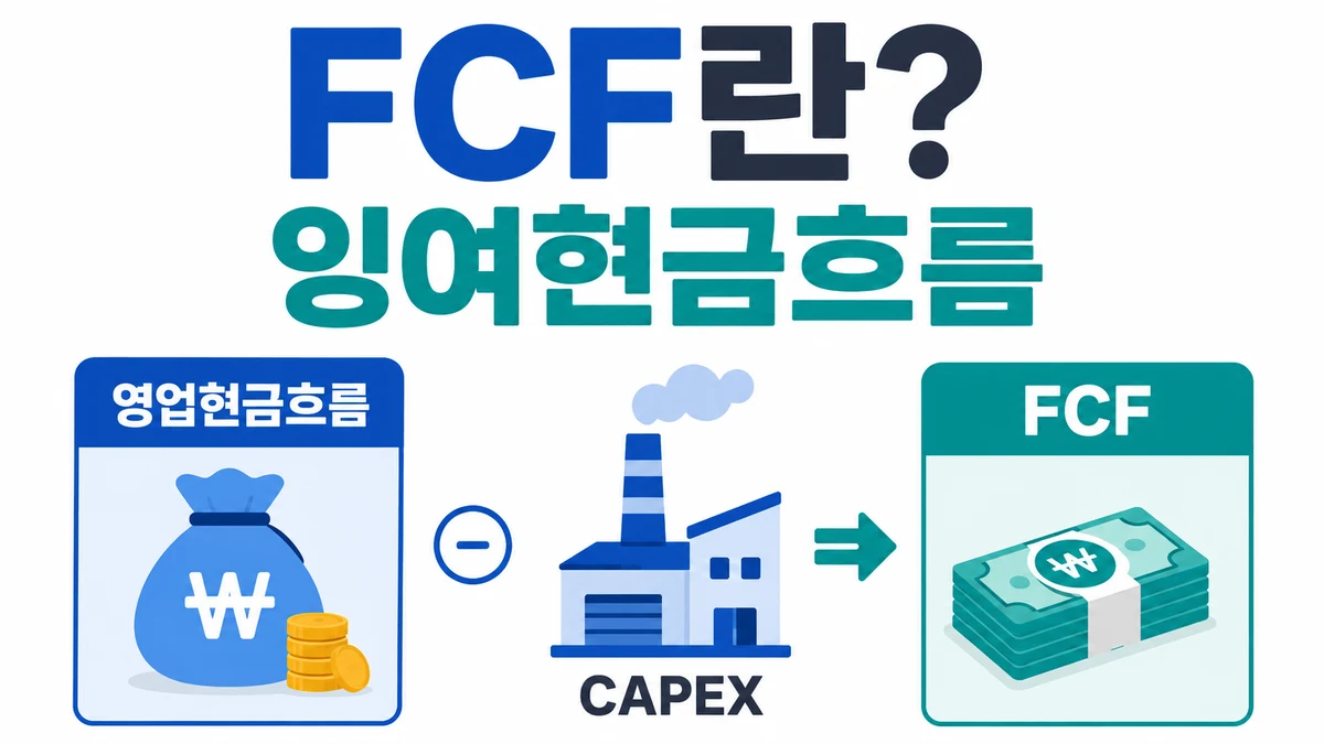 영업현금흐름에서 CAPEX를 차감한 뒤 FCF가 남는 구조를 설명한 이미지