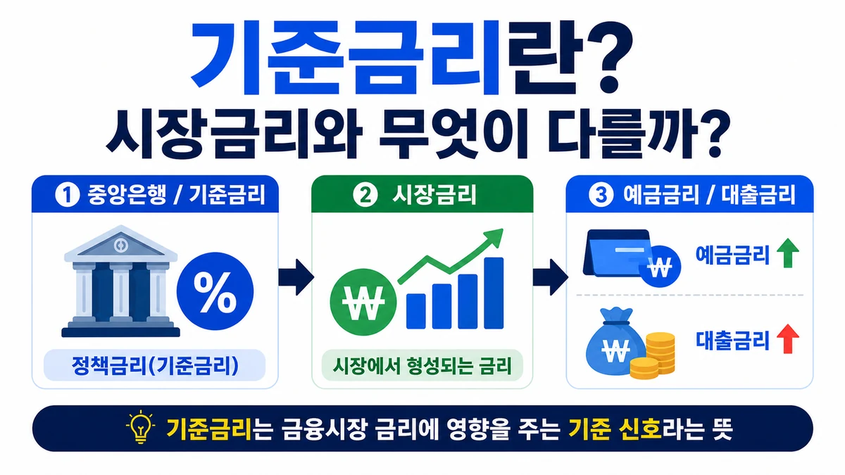 기준금리에서 시장금리와 예금·대출금리로 영향이 전달되는 구조
