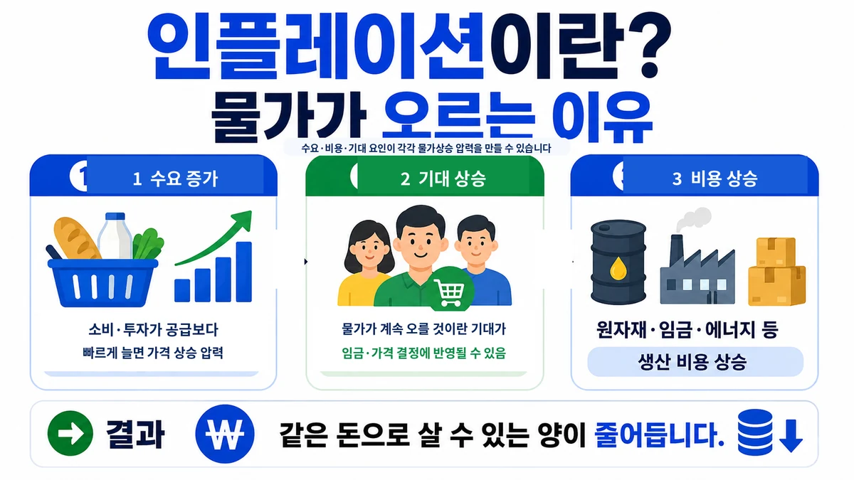 수요 증가와 생산비용 상승이 인플레이션과 물가상승 압력으로 이어지는 구조