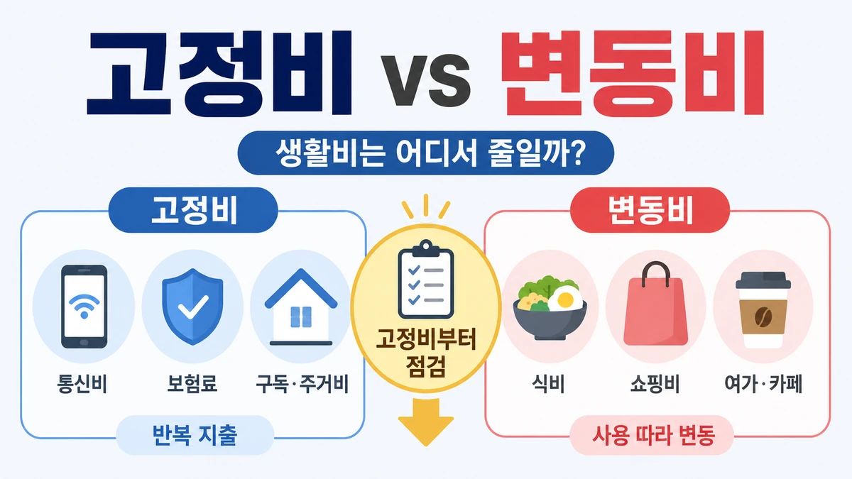 고정비와 변동비 비교 및 생활비 절약 우선순위