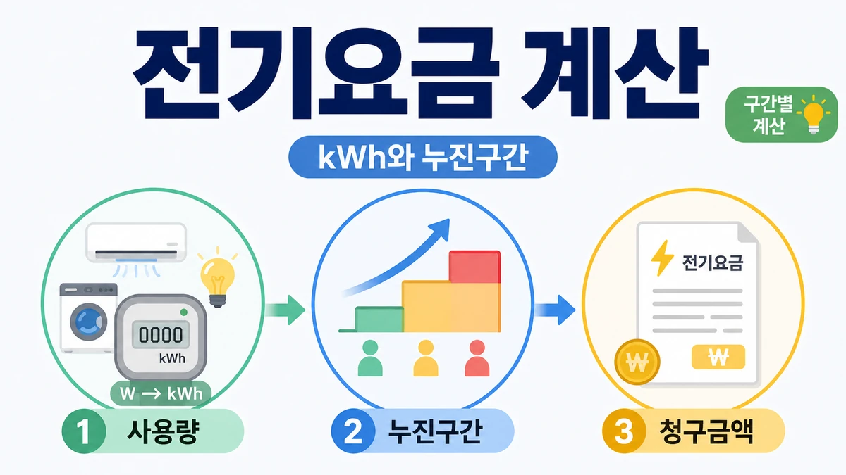 kWh 사용량과 누진구간으로 전기요금을 계산하는 구조