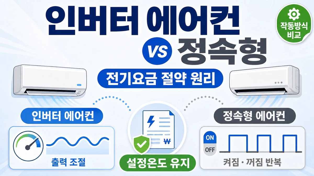 인버터 에어컨과 정속형 에어컨의 작동 방식과 전력소비 차이